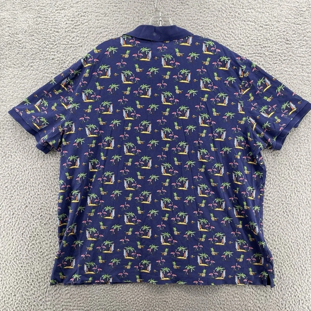 Ralph Lauren Polo Shirt Men's XXL Blue Classic Fit Preppy Surf Flamingo Academia